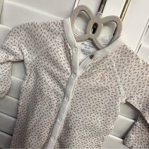 Ralph Lauren Baby Girl’s Long Sleeve Footed Onesie with Mittens